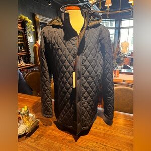 Luciano Barbera Navy Quilted Hooded Jacket
